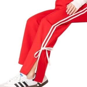 Le Lis Sofia Bow Detail Track Pant Red L NEW